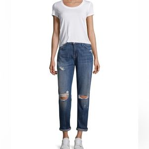 Current/Elliott The Fling Boyfriend Distressed Crop Jeans